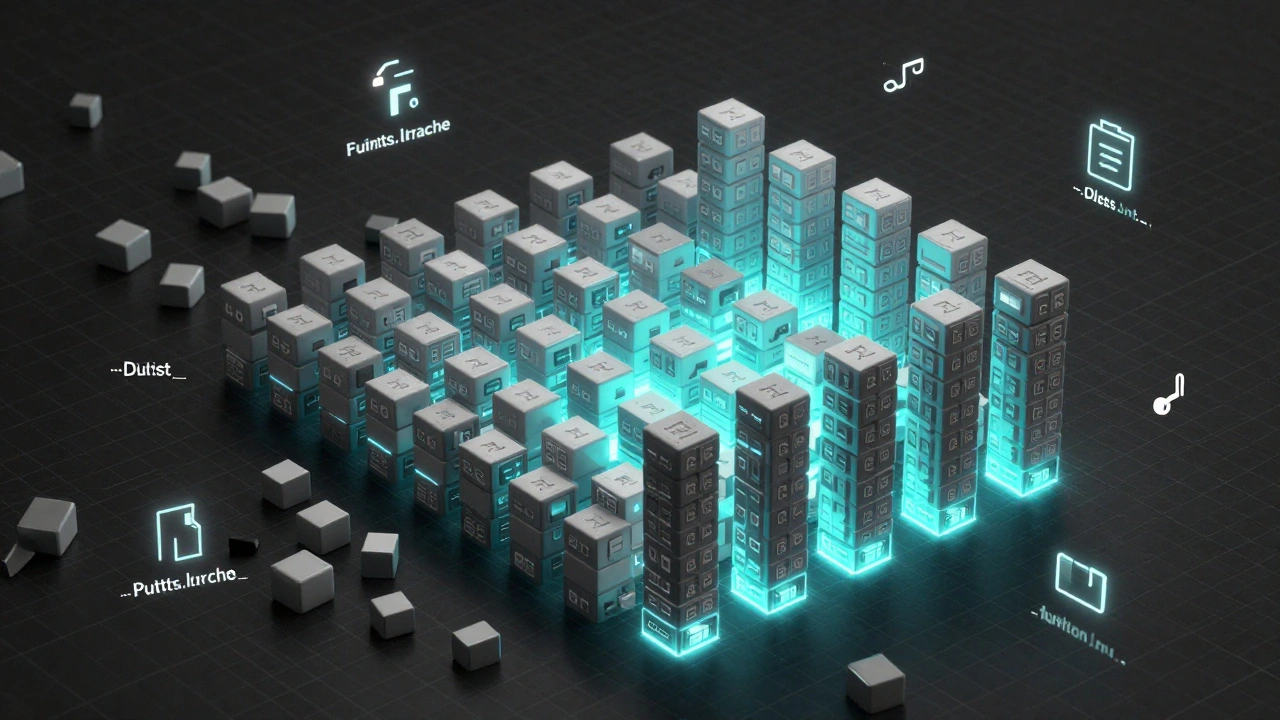 Cubos de memória transformando-se de estrutura ineficiente para otimizada com __slots__.