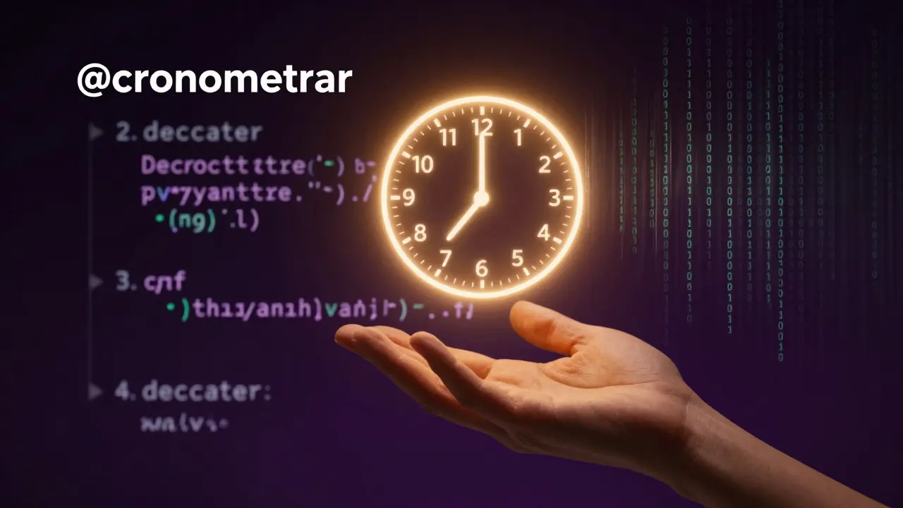 Relógio flutuante sobre uma função Python medindo tempo de execução.