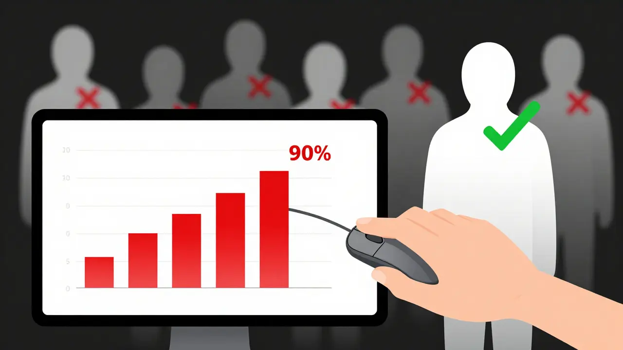 Gráfico de precisão com modelos falhos desaparecendo e um modelo bem-sucedido surgindo em destaque.