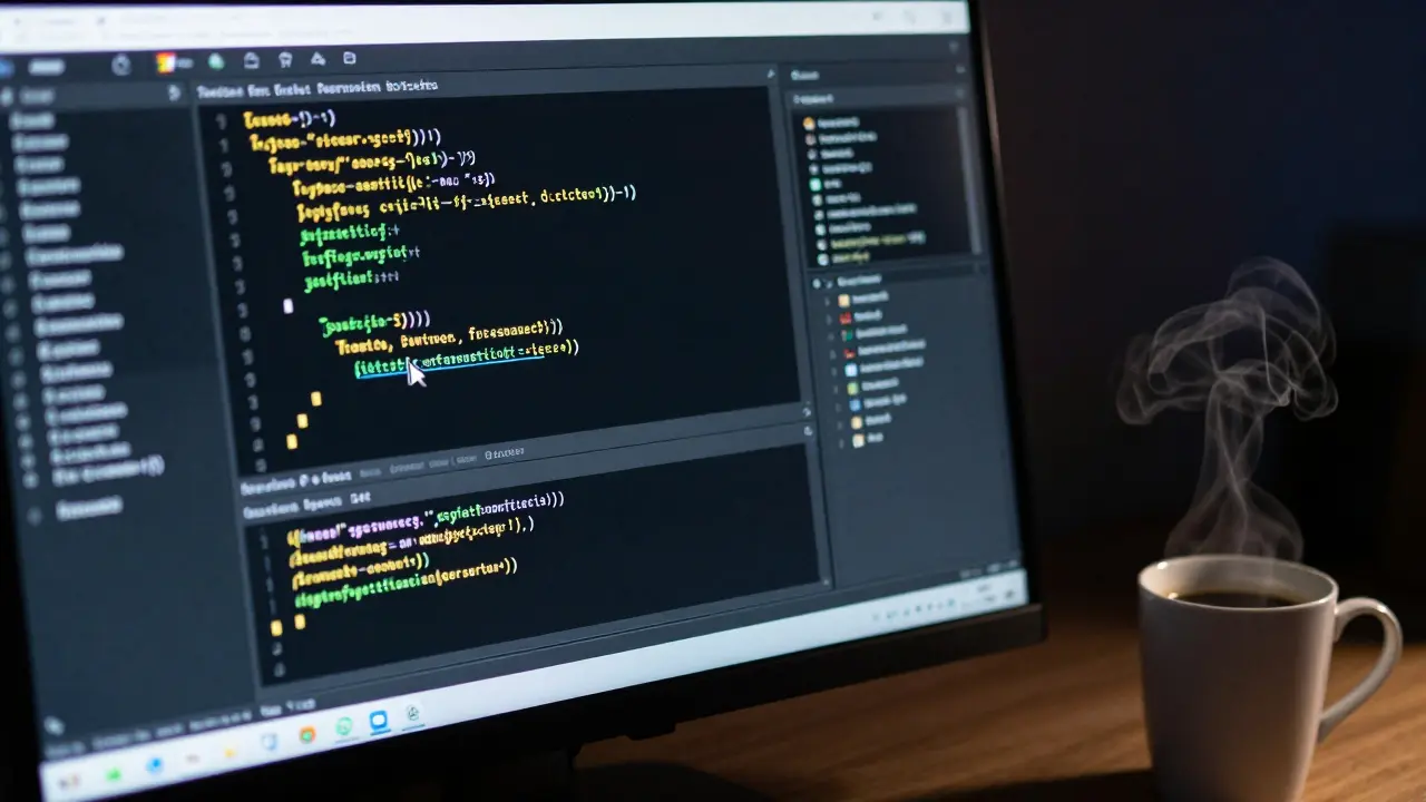 Tela de computador com depurador aberto mostrando variáveis e código