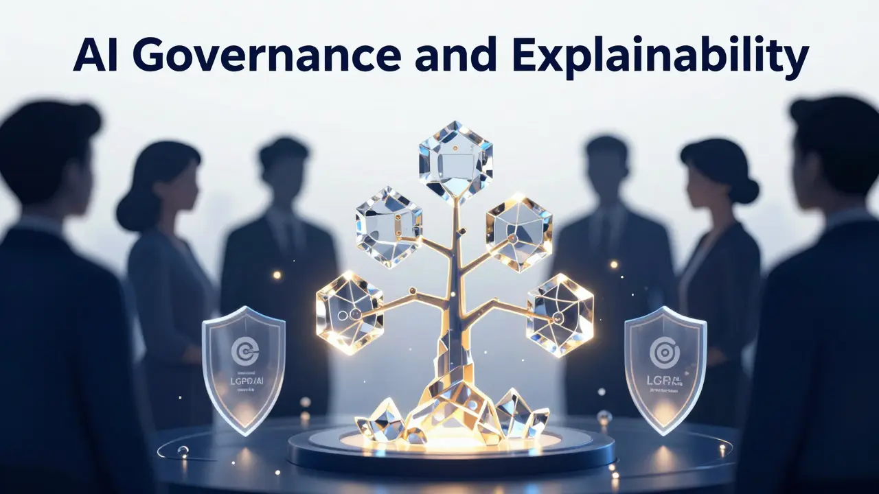 Visualização abstrata de governança e explicabilidade transparente de IA