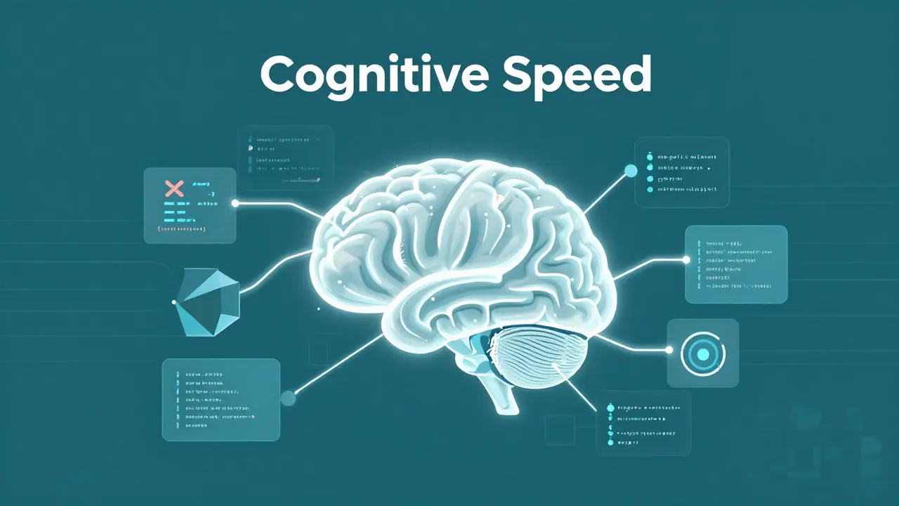 Ilustração abstrata de velocidade cognitiva e código